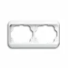 A white double-gang electrical outlet frame on a white background. Anteprima dell’immagine prodotto