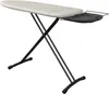 An ironing board with a beige cover and a black metal frame, shown against a white background. Produktbild-Vorschau
