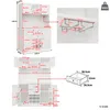 A collage of images showing the dimensions and details of a white cabinet. Anteprima dell’immagine prodotto