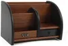 A wooden desk organizer with multiple compartments and a small drawer. Podgląd zdjęcia produktu