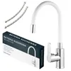 A kitchen faucet and its packaging are displayed against a white background. Produktbild-Vorschau