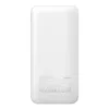 The back of a white power bank with product information printed on it. Produktbild-Vorschau
