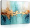 Leinwandbilder Abstrakt Blau Gold Betonwand 100x70 cm XXL Produktbild-Vorschau 1