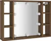 vidaXL Zrcadlová skříňka s LED hnědý dubový vzhled 76x15x55 Náhled obrázku produktu 1