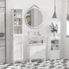 HOMCOM Meuble Colonne Salle de Bain 3 niches Placard Porte Voir les images du produit 8