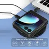 A black phone case is shown on a wireless charger, connected to a laptop via USB. Produktbild-Vorschau