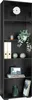 A tall, black bookshelf filled with decorative items. Náhled obrázku produktu