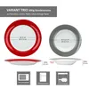 Two plates and a bowl are shown with dimensions and icons indicating product features. Produktbild-Vorschau