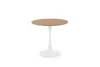 A small round table with a wooden top and a white pedestal base. Produktbild-Vorschau
