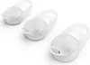 Three white earbud tips are arranged diagonally on a white background. Voir les images du produit