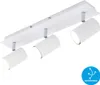 A white ceiling light fixture with three adjustable spotlights against a white background. Produktbild-Vorschau