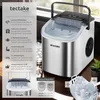 A collage featuring an ice maker and its specifications, with various close-ups and informational graphics. Produktbild-Vorschau