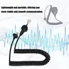 A coiled microphone cable with connectors and a microphone head, set against a background with sound wave graphics. Podgląd zdjęcia produktu