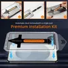 An instructional graphic showing how to install a screen protector on a smartphone. Voir les images du produit
