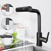 ZMH Wasserhahn Küche Küchenarmatur Schwarz Waterfall Produktbild-Vorschau 1