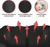 Marketing image showing features of a massage device, including material close-ups and airflow illustration. Produktbild-Vorschau