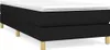 A black boxspring bed frame with a white mattress topper and wooden legs, shown from a side angle on a white background. Náhľad obrázku produktu