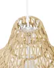 Close-up view of the top part of a beige woven pendant light. Podgląd zdjęcia produktu