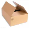 A brown cardboard box with its flaps open, set against a white background. Produktbild-Vorschau