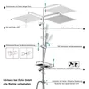 An illustration of a shower system with various features highlighted by text and arrows. Náhled obrázku produktu