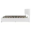 A white bed frame with a slatted base is shown from the side against a white background. Náhled obrázku produktu