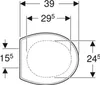 A diagram showing the dimensions of a toilet seat. Anteprima dell’immagine prodotto