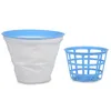A white fabric bag with a blue rim and a blue plastic basket are shown against a white background. Produktbild-Vorschau