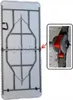 A close-up view of a folding table's locking mechanism and a strap. Produktbild-Vorschau