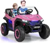 Two children are sitting in a pink electric ride-on car. Produktbild-Vorschau