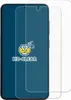 A smartphone screen protector is shown on a dark blue background, with a logo and text overlay. Produktbild-Vorschau