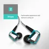 A pair of blue and black in-ear headphones with a diamond-cut design, presented on a white and light gray background with text highlighting their fashionable appearance. Produktbild-Vorschau