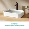 A white rectangular sink with a black faucet running water into it, placed on a wooden counter. Voir les images du produit
