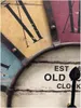 A close-up view of a vintage-style wall clock with Roman numerals and distressed wood-like background. Anteprima dell’immagine prodotto