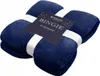 A folded navy blue blanket with a label attached. Produktbild-Vorschau