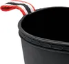 A close-up view of the top of a black boot with a red, white, and black striped loop attached. Produktbild-Vorschau