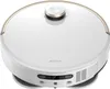 A white robot vacuum cleaner with gold accents is shown from a top-down perspective against a white background. Voir les images du produit