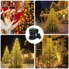 A collage of images showing a family decorating a Christmas tree, a string of lights, and outdoor and indoor Christmas tree decorations. Anteprima dell’immagine prodotto