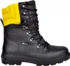A black work boot with yellow padding at the top, shown against a white background. Produktbild-Vorschau