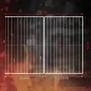 A diagram showing the dimensions of a grill grate, set against a dark, fiery background. Produktbild-Vorschau