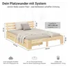 Lit double en bois 160x200 avec 2 tiroirs naturelle pin Voir les images du produit 3