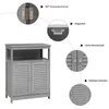A diagram showing features of a gray bathroom cabinet. Podgląd zdjęcia produktu