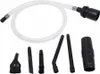 A set of vacuum cleaner attachments and a hose are laid out on a white background. Produktbild-Vorschau