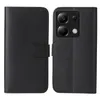 A black flip case for a smartphone is shown from the front and back. Produktbild-Vorschau