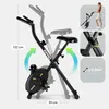 A collage of images showcasing a foldable exercise bike, its features, and a person using it. Anteprima dell’immagine prodotto