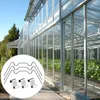 A greenhouse with plants inside, and a close-up of greenhouse clips in a circle in the foreground. Náhľad obrázku produktu