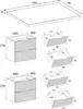 Technical drawings and dimensions of a bathroom vanity unit and its drawers. Voir les images du produit