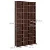 A tall, narrow brown bookshelf with many compartments, shown from the front with dimensions indicated by lines and text. Produktbild-Vorschau