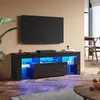 A modern living room with a black high-gloss TV stand featuring RGB lighting, a television, and decorative items. Anteprima dell’immagine prodotto