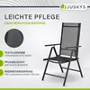 A marketing image for a chair, highlighting its features with text and a close-up of the mesh material. Produktbild-Vorschau