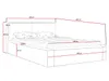 A diagram of a bed with dimensions indicated by red lines and text. Produktbild-Vorschau